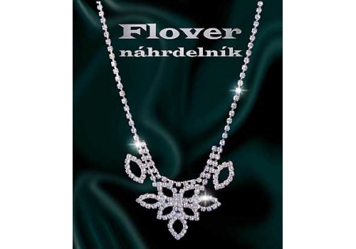 Flover náhrdelník - strass stříbřený